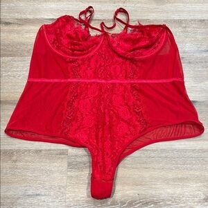 Just Sexy Lingering Sixe 3X  Vibrant Red Lace Chemise with Underwire Support